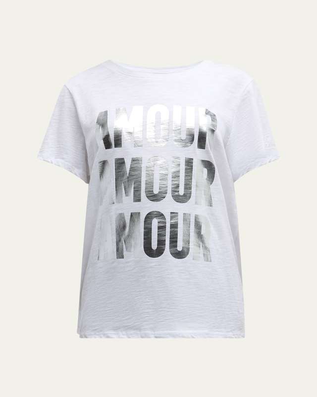 Amour Foiled Print Short-Sleeve Cotton Tee